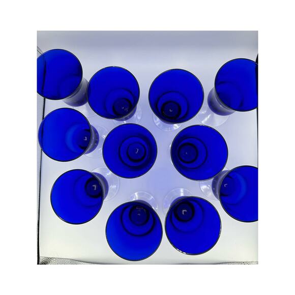 Vintage Louie B Cobalt Blue Iced Tea Glasses FOR 2 GLASSES - Picture 5 of 6